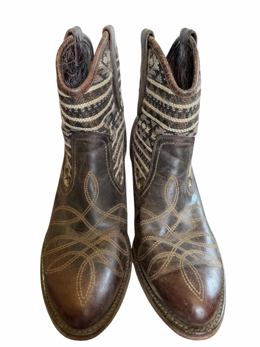 Ariat 9B Meadow Aztec Brown Western Ankle Cowboy Boots Southwestern Tapestry